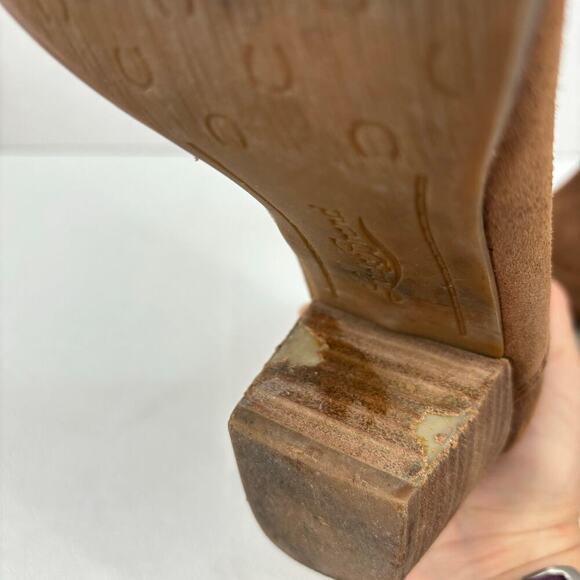 Lucky Brand Tulayne Ankle Bootie Side Zip Boot Brown Leather Block Heel Size 8.5 - Picture 12 of 14